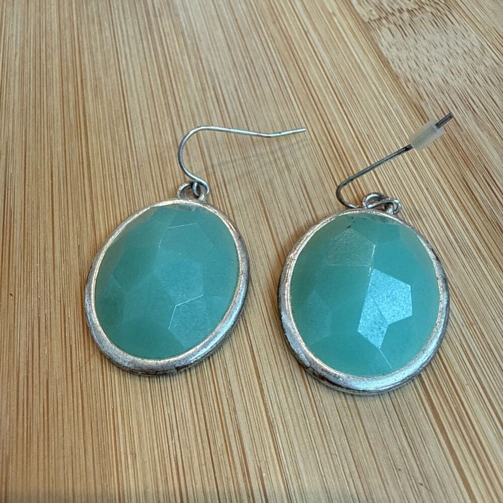 AQUA ROUND DROP EARRINGS UNBRANDED